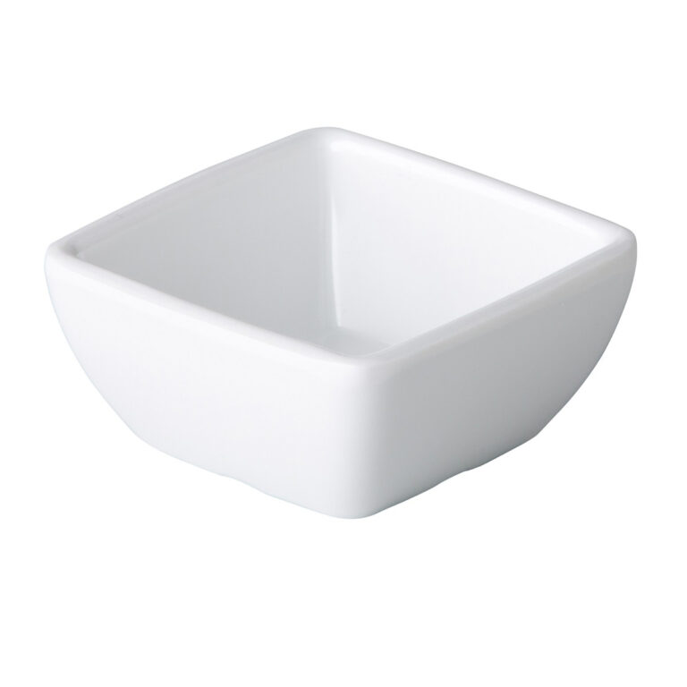 Gebogen vierkant bakje wit 6,3 x 6,3 x 3 cm