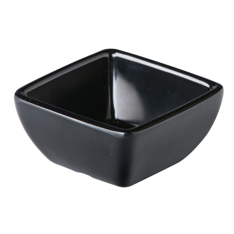 Gebogen vierkant bakje zwart 6,3 x 6,3 x 3 cm