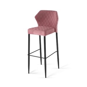 Louis Stapelbare barkruk roze, velvet gestoffeerd, brandvertragend, 50x47x105cm (LxBxH), 52106