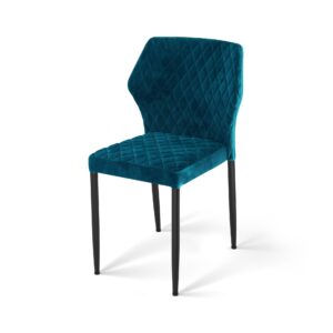 Louis Stapelstoel petrol blauw, velvet gestoffeerd , brandvertragend, 49x57,5x81,5cm (LxBxH), 52007